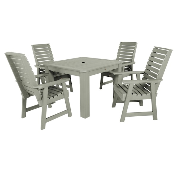 Highwood Usa Weatherly 5pc Square Outdoor Patio Furniture Dining Set AD-DNW44-EUC - main